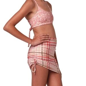 Submarine Pink Plaid Mini Skirt Coverup Swim